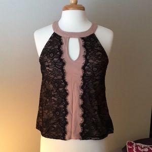 Nude Tank with black lace
